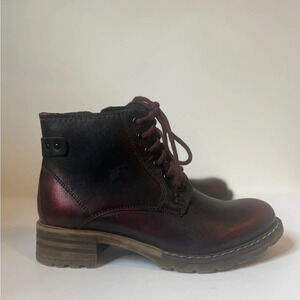 V Italia Red/Black Metallic combat boots 37